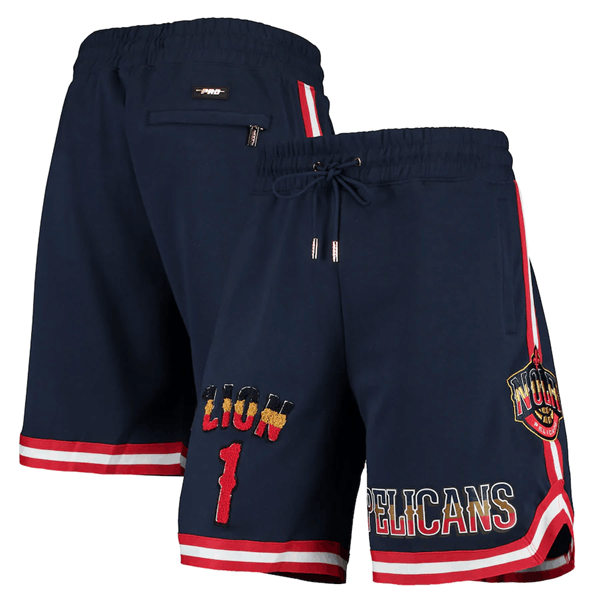 Men's New Orleans Pelicans #1 Zion Williamson Navy Shorts Men's New Orleans Pelicans #1 Zion Williamson Navy Shorts
